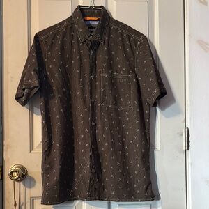 Orvis Brown Fly Casual Button Down Shirt Short Sleeve